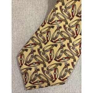 Salvatore Ferragamo Men's Tie Horse Equestrian Abstract Yellow Red Ribbon Winner
